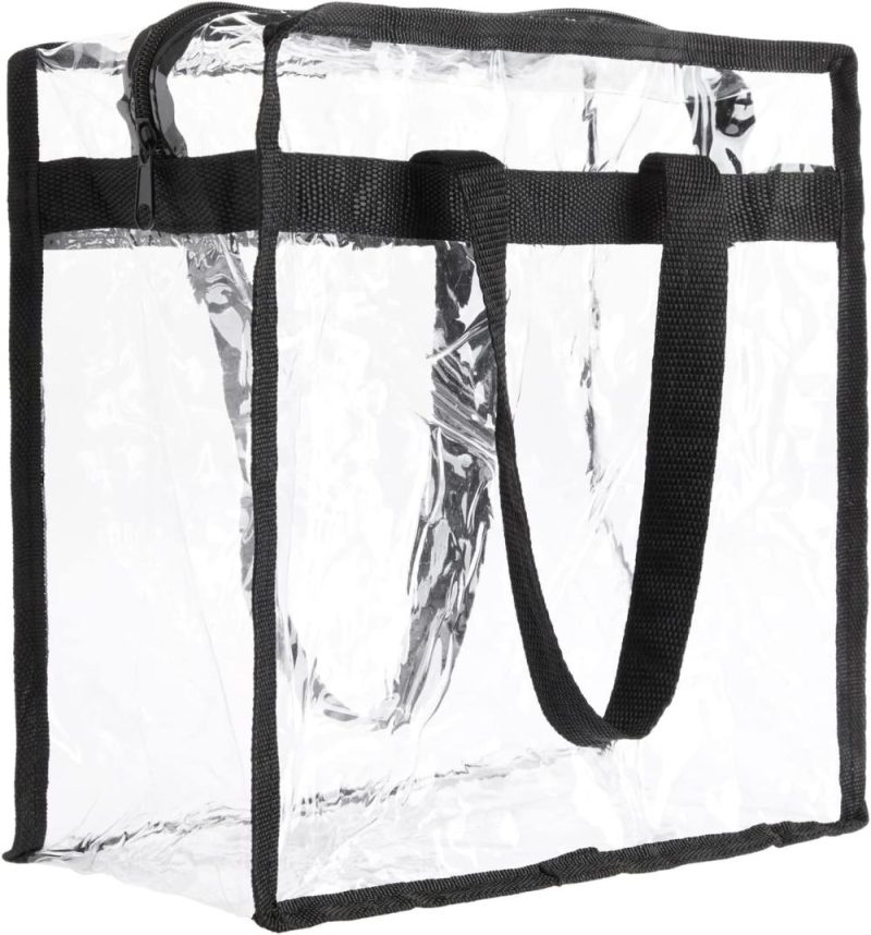 Gym Tote Bags | 4 Pack Clear Stadium Approved Tote Bags, 12X6X12 Large Transparent Totes With Zippers, Handles For Concerts, Sporting Events, Music Festivals, Work, School, Gym Gym Bags Gym Tote Bags