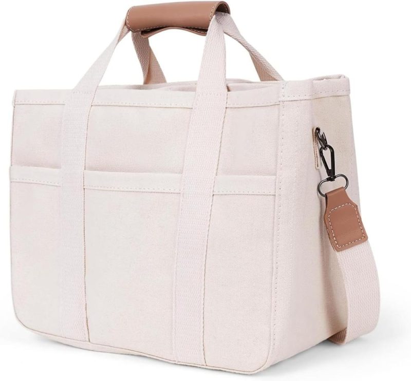 Gym Tote Bags | Canvas Tote Bag With Compartments Multi Pockets Everything Bag Mommy Bag Shoulder Crossbody Lunch Bag For Women Gym Bags Gym Tote Bags