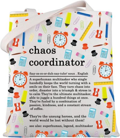 Gym Tote Bags | Chaos Coordinator Definition Tote Bag Thank You Gift For Chaos Coordinator Boss Lady Coworker Manager Teacher Gifts Gym Bags Gym Tote Bags