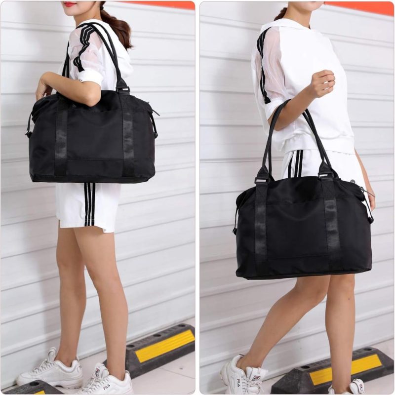 Gym Tote Bags | Duffle Tote Bag Weekender Bags For Women Travel With Trolley Sleeve Gym Bags Black