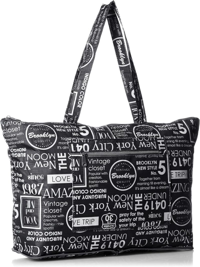 Gym Tote Bags | Folding Tote Bag Gym Bags 327. New York Type Light Black