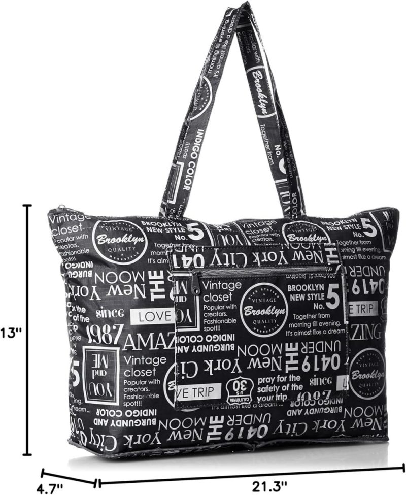 Gym Tote Bags | Folding Tote Bag Gym Bags 327. New York Type Light Black