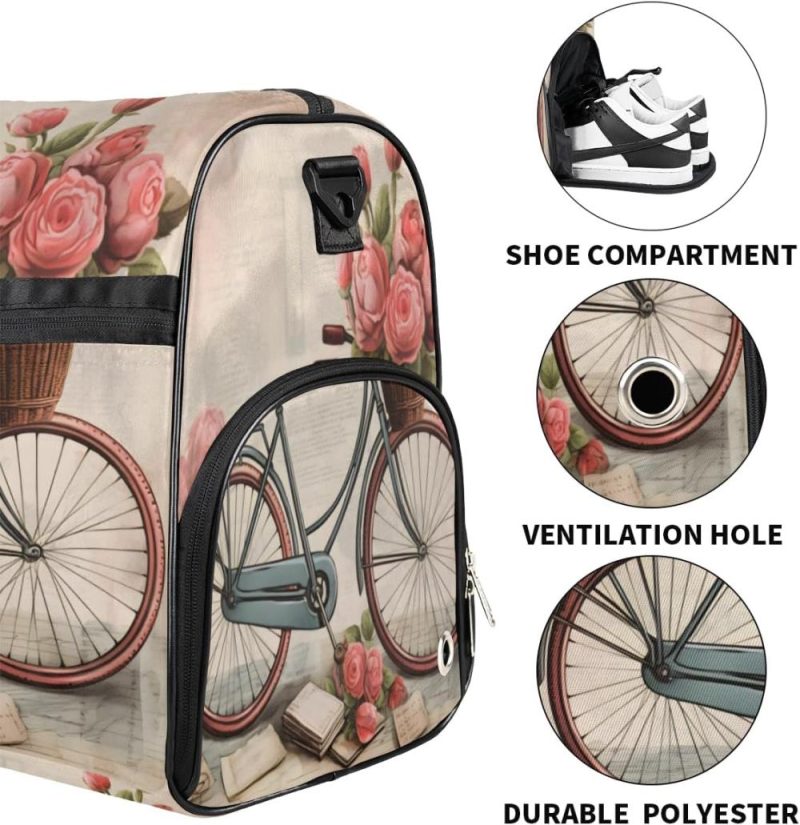 Gym Tote Bags | Fun Bike Texture Gym Bag For Women Duffle Tote With Shoes Compartment Men Weekender Duffel For Travel Swimming Sports Overnight Gym Bags Fun Bike Texture