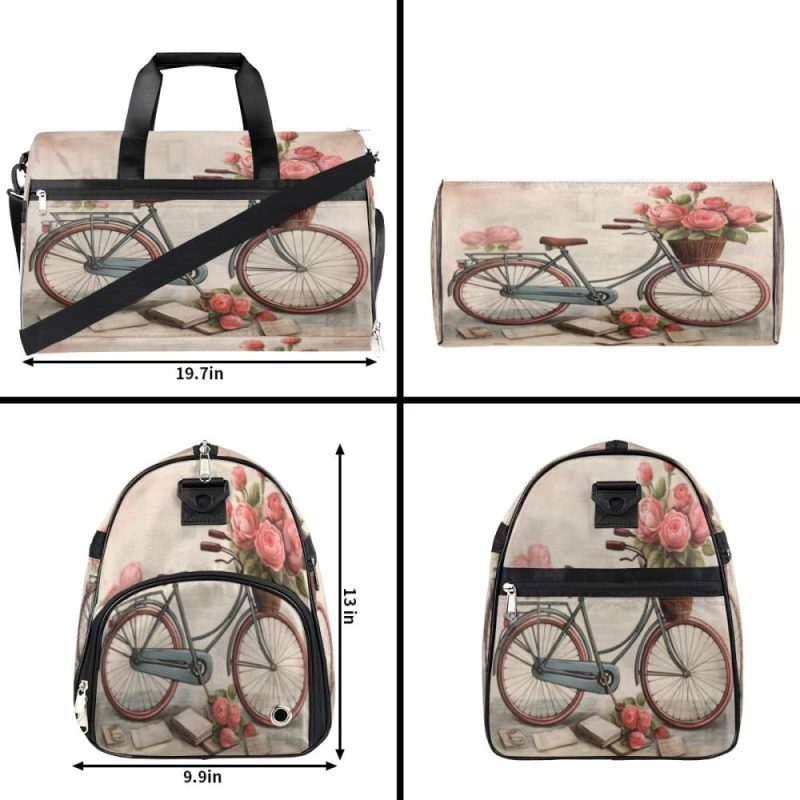 Gym Tote Bags | Fun Bike Texture Gym Bag For Women Duffle Tote With Shoes Compartment Men Weekender Duffel For Travel Swimming Sports Overnight Gym Bags Fun Bike Texture