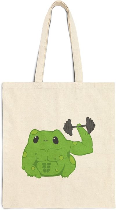 Gym Tote Bags | Funny Muscle Frog Tote Bag, Gym Bag, Weight Lifting Bag Gym Bags Gym Tote Bags