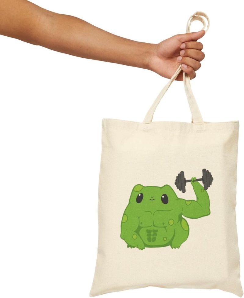 Gym Tote Bags | Funny Muscle Frog Tote Bag, Gym Bag, Weight Lifting Bag Gym Bags Gym Tote Bags