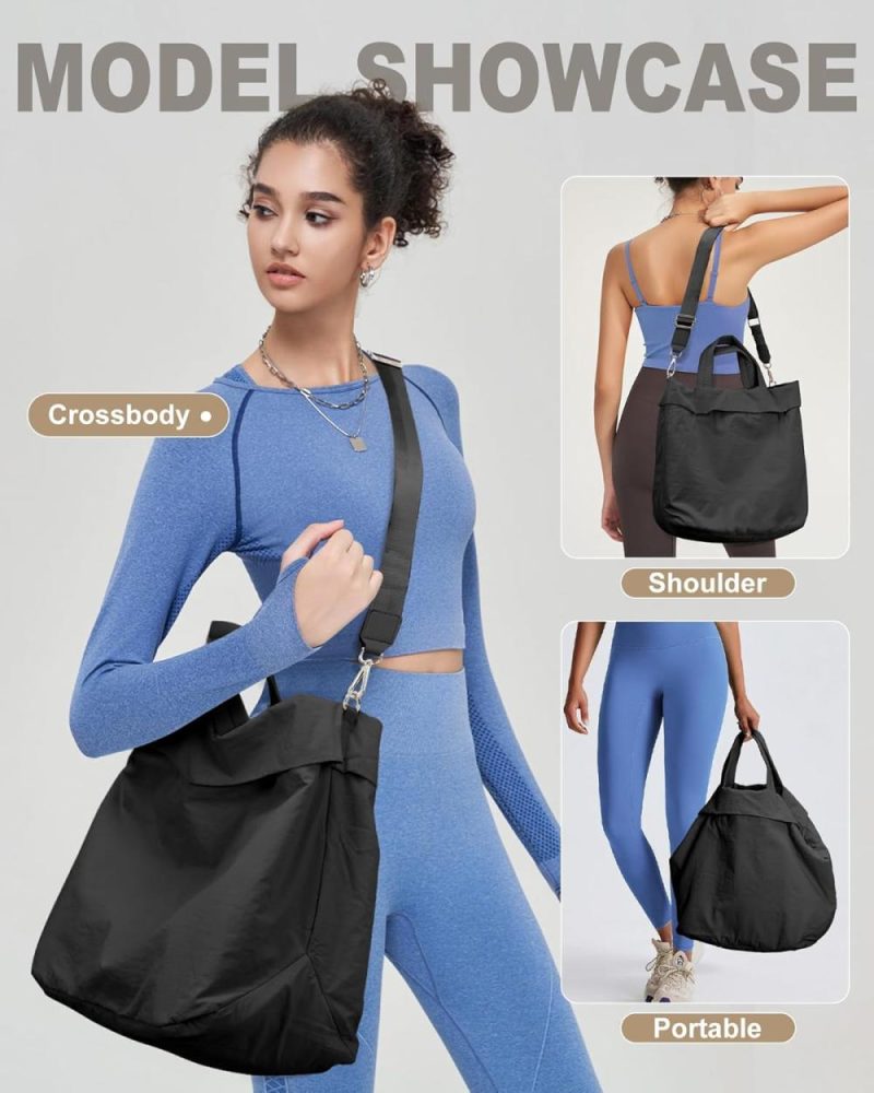 Gym Tote Bags | Gym Bag For Women Small Tote Bag Crossbody Bags For Women Gym Bag Waterproof Lightweight Shoulder Bag Gym Bags Black