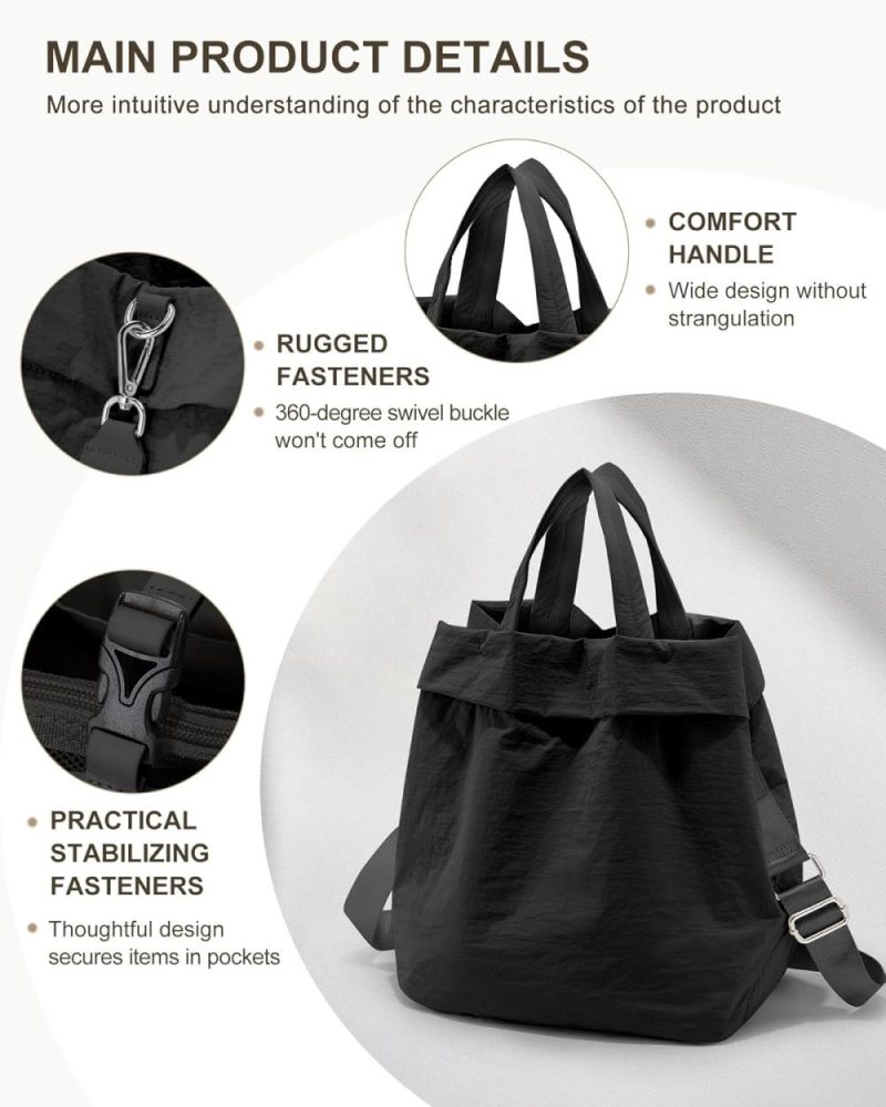 Gym Tote Bags | Gym Bag For Women Small Tote Bag Crossbody Bags For Women Gym Bag Waterproof Lightweight Shoulder Bag Gym Bags Black