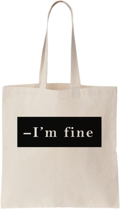 Gym Tote Bags | I’M Fine. Minimal Mood Canvas Tote Bag, Natural Gym Bags Gym Tote Bags