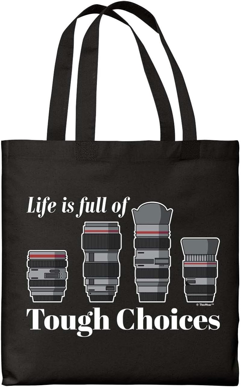 Gym Tote Bags | Life Is Full Of Tough Choices Camera Lenses Small Canvas Tote Bag Gym Bags Full Black