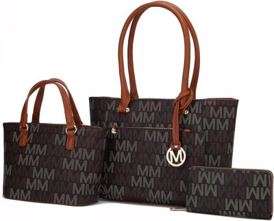 Gym Tote Bags | Mkf Collection By Mia K. Mkf-Mu6365W-Br Lady Ii M Signature Tote Bag & Wallet Set, Brown – 3 Piece Gym Bags Gym Tote Bags