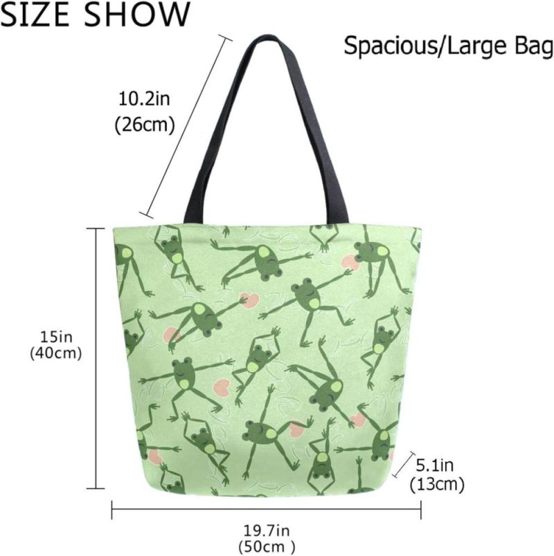 Gym Tote Bags | Naanle Chic Pattern Print Big Hand Bag Extra Large Shoulder Tote Bag For Beach Travel Weekender Gym Grocery Shopping Gym Bags Frogs