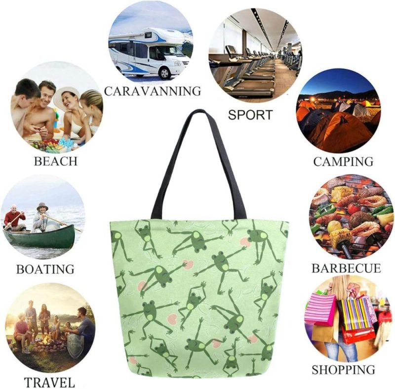 Gym Tote Bags | Naanle Chic Pattern Print Big Hand Bag Extra Large Shoulder Tote Bag For Beach Travel Weekender Gym Grocery Shopping Gym Bags Frogs