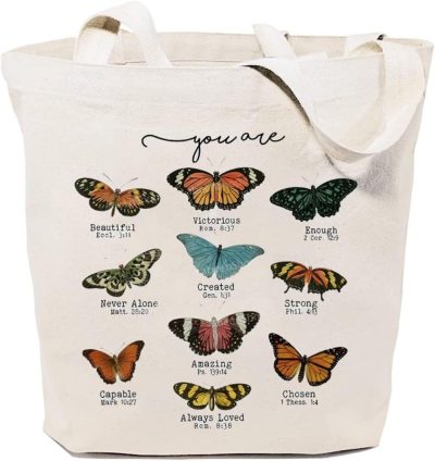 Gym Tote Bags | Sauivd Butterfly Bible Verse Canvas Bag Funny Inspiration Tote Bags Gifts For Women Resuable Shopping Bags Gym Bags Gym Tote Bags