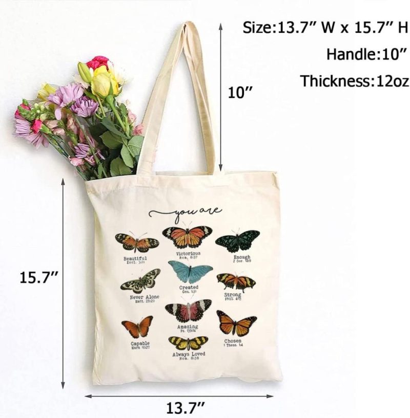 Gym Tote Bags | Sauivd Butterfly Bible Verse Canvas Bag Funny Inspiration Tote Bags Gifts For Women Resuable Shopping Bags Gym Bags Gym Tote Bags