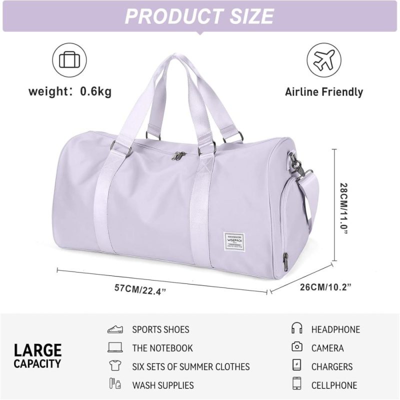 Gym Tote Bags | Small Gym Bag With Shoe Compartment, Workout Sport Duffle Bag For Women Travel, Waterproof Shoulder Overnight Weekender Bag Lightweight Carry On Tote Bag For Swim, Yoga, Dance Fitness Purple Gym Bags A-4- Purple