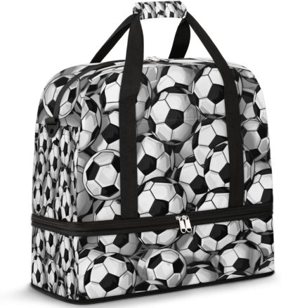 Gym Tote Bags | Soccer Ball Fun Texture Gym Bag For Women Duffle Tote With Shoes Compartment Men Weekender Duffel For Dance Travel Sports Swimming Overnight Gym Bags Gym Tote Bags