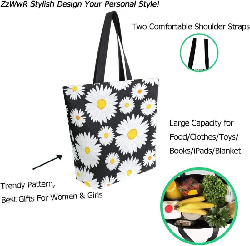 Gym Tote Bags | Stylish Print Extra Large Shoulder Tote Bag For Beach Travel Weekender Gym Grocery Shopping… Gym Bags Daisy Flower