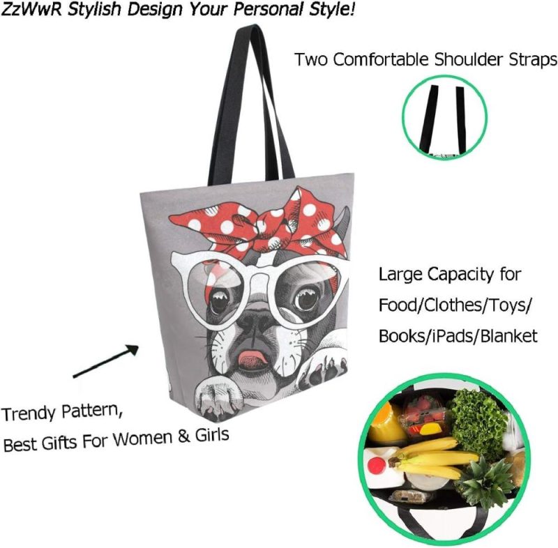 Gym Tote Bags | Stylish Print Extra Large Shoulder Tote Bag For Beach Travel Weekender Gym Grocery Shopping… Gym Bags Dog