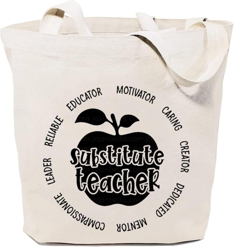 Gym Tote Bags | Substitute Teacher Canvas Tote Bag Eco Friendly Shouler Bag Teacher Life Graphic Casual Handbag Funny Teacher Gym Bags Beige