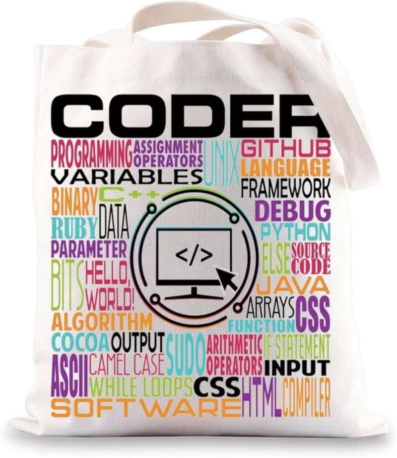 Gym Tote Bags | Tech Code Programmer Tote Bag Computer Coder Gifts Software Engineer Programmer Shoulder Bag Gym Bags Gym Tote Bags