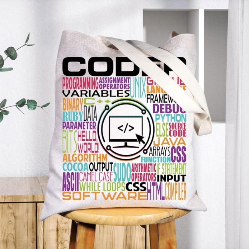 Gym Tote Bags | Tech Code Programmer Tote Bag Computer Coder Gifts Software Engineer Programmer Shoulder Bag Gym Bags Gym Tote Bags