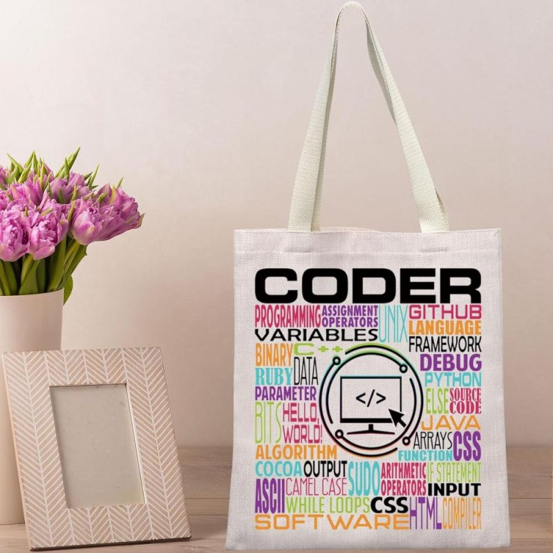 Gym Tote Bags | Tech Code Programmer Tote Bag Computer Coder Gifts Software Engineer Programmer Shoulder Bag Gym Bags Gym Tote Bags