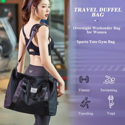 Gym Tote Bags | Travel Duffel Bag,Sports Tote Gym Bag With Toiletry Bag,Shoulder Weekender Overnight Bag For Women With Wet Pocket & Laptop Pocket Gym Bags Gym Tote Bags