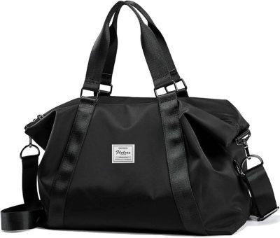 Gym Tote Bags | Travel Duffel Bag,Sports Tote Gym Bag,Shoulder Weekender Overnight Bag For Women With Wet Pocket,Black(No Luggage Strap) Gym Bags Gym Tote Bags