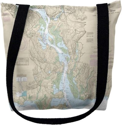 Gym Tote Bags | Ty12375M 16 X 16 In. Connecticut River Connecticut Nautical Map Tote Bag – Medium Gym Bags Gym Tote Bags