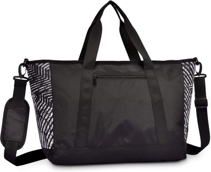 Gym Tote Bags | Weekend Tote Travel Duffel Overnight Carry On Plane Shoulder Bag Sport Gym Bag Day Work Purse For Man And Women Gym Bags Black & White