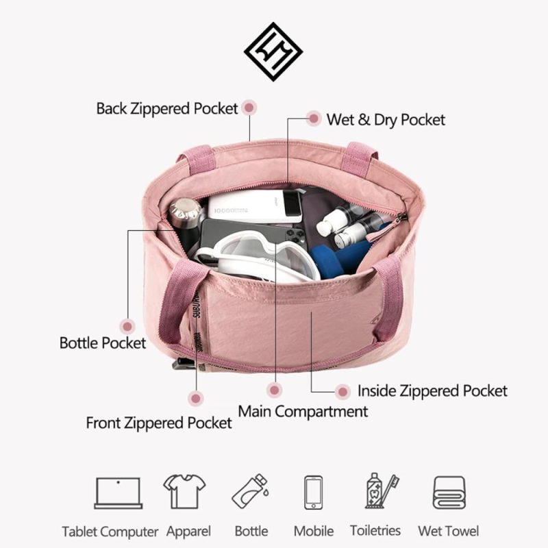 Gym Tote Bags | Women Tote Bag – Gym Bags With Zipper Fitness Shoulder Handbag With Wet Compartment Yoga Bag For Mat And Blocks Fit Sports,Work,Nurse Gym Bags Gym Tote Bags