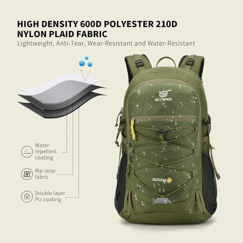 Hiking Daypacks | Hiking Backpack For Men Women, 35L Travel Backpack Waterproof Camping Backpack Outdoor Lightweight Daypack Backpacks Army Green