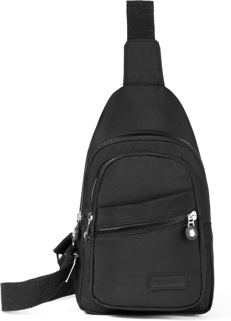 Hiking Daypacks | Small Sling Backpack Cross Body Bag For Women, Sling Bag Fanny Pack Crossbody Bags For Outdoors Hiking Traveling – Black Backpacks A-black