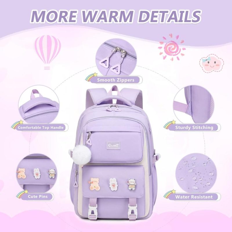 Kids’ Backpacks | Backpack For Girls, Bookbags Back Pack School Bag For Teens Girls Kid Children Elementary Middle School Student, Waterproof Stylish Girls Backpack With Insulated Lunch Bag & Pencil Bag (Purple) Backpacks Kids' Backpacks