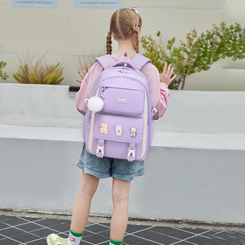 Kids’ Backpacks | Backpack For Girls, Bookbags Back Pack School Bag For Teens Girls Kid Children Elementary Middle School Student, Waterproof Stylish Girls Backpack With Insulated Lunch Bag & Pencil Bag (Purple) Backpacks Kids' Backpacks