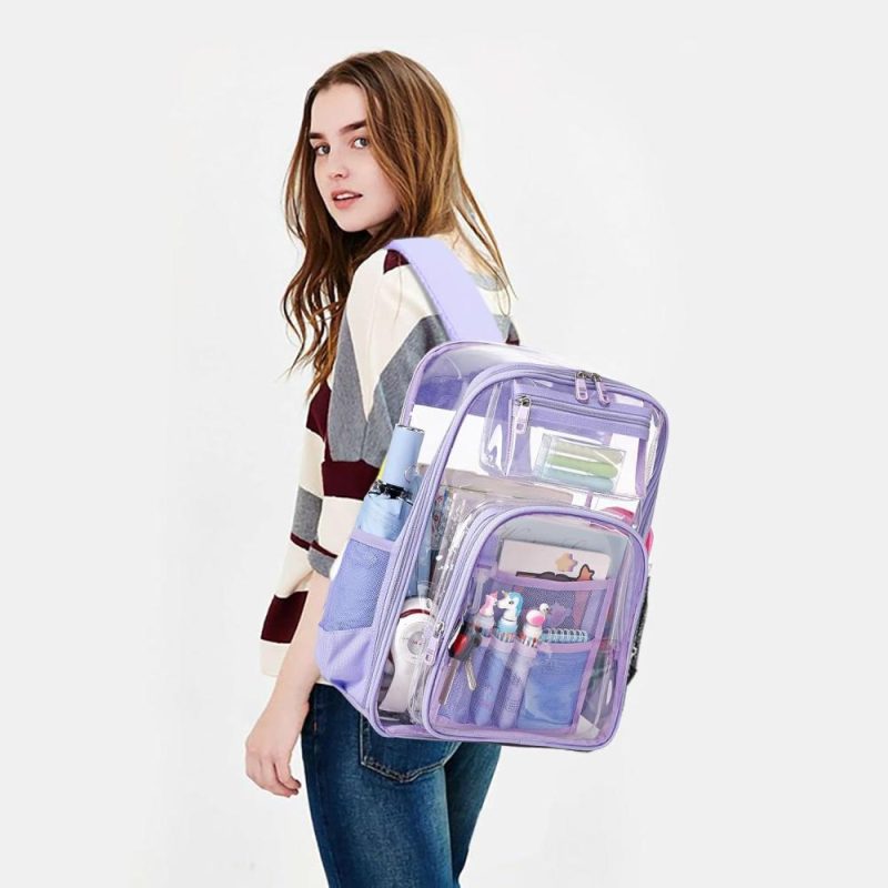 Kids’ Backpacks | Clear Backpack For Girls Heavy Duty Tpu，See Through School Backpack Stadium Approved，Quick Security Check See Through Backpack Transparent Bookbag,Purple Backpacks Kids' Backpacks