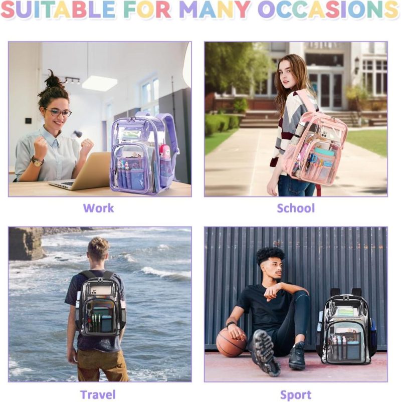 Kids’ Backpacks | Clear Backpack For Girls Heavy Duty Tpu，See Through School Backpack Stadium Approved，Quick Security Check See Through Backpack Transparent Bookbag,Purple Backpacks Kids' Backpacks