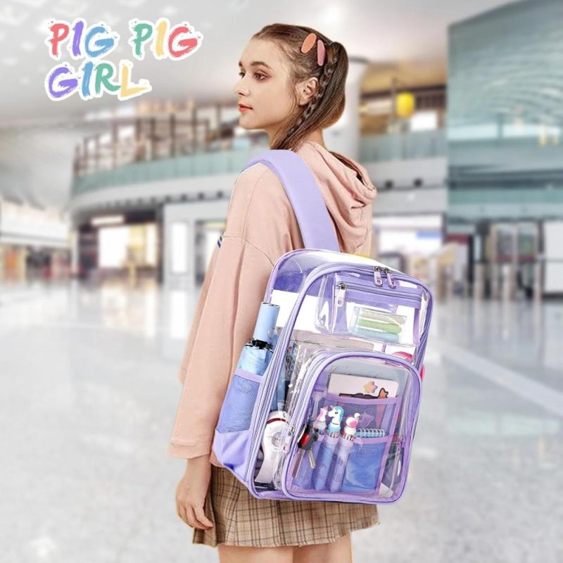 Kids’ Backpacks | Clear Backpack For Girls Heavy Duty Tpu，See Through School Backpack Stadium Approved，Quick Security Check See Through Backpack Transparent Bookbag,Purple Backpacks Kids' Backpacks