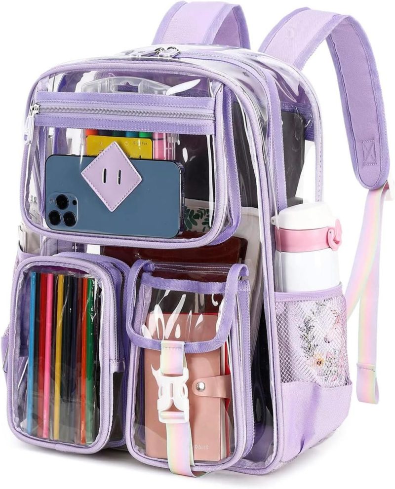 Kids’ Backpacks | Clear Backpack For School,Heavy Duty Pvc Transparent Bookbag For Girls Stadium Approved See Through Backpack Backpacks Kids' Backpacks