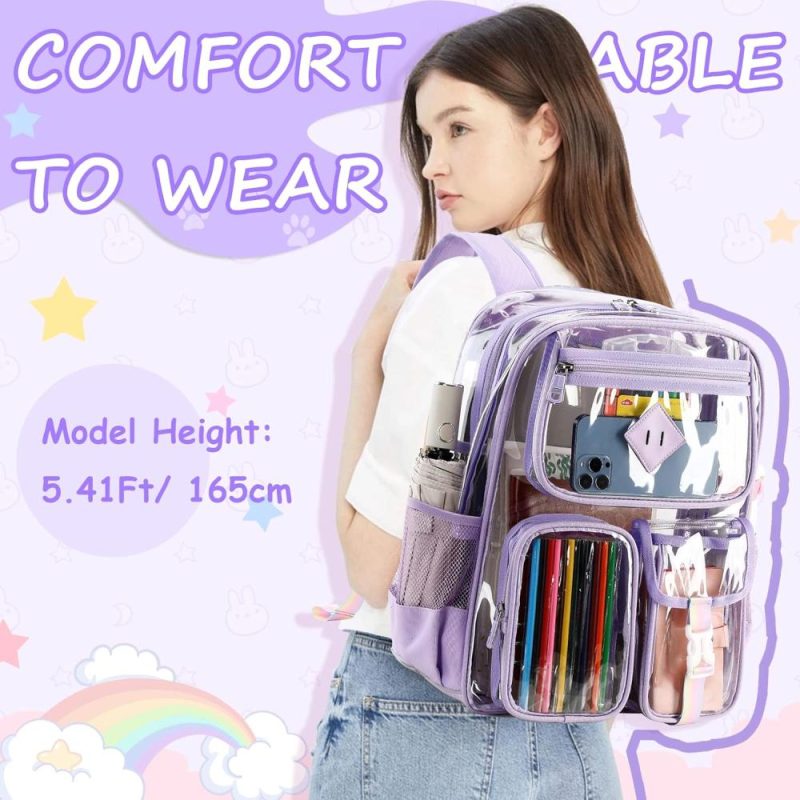 Kids’ Backpacks | Clear Backpack For School,Heavy Duty Pvc Transparent Bookbag For Girls Stadium Approved See Through Backpack Backpacks Kids' Backpacks