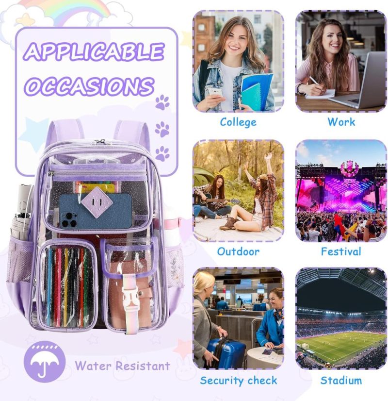 Kids’ Backpacks | Clear Backpack For School,Heavy Duty Pvc Transparent Bookbag For Girls Stadium Approved See Through Backpack Backpacks Kids' Backpacks