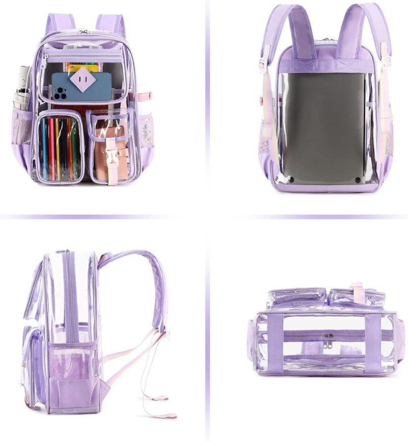 Kids’ Backpacks | Clear Backpack For School,Heavy Duty Pvc Transparent Bookbag For Girls Stadium Approved See Through Backpack Backpacks Kids' Backpacks