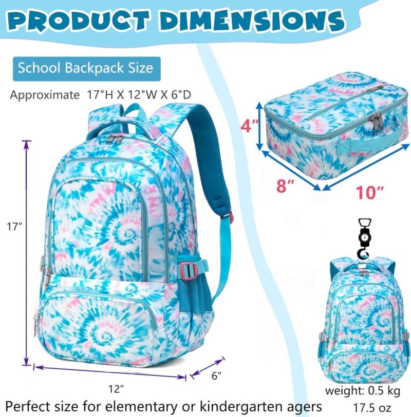 Kids’ Backpacks | Girls Backpack With Lunch Box For Kids Primary Elemenatry School Bag Set Middle School Bookbags Set For Teens Childs Back To School Gifts 2 Pcs Blue Backpacks Kids' Backpacks