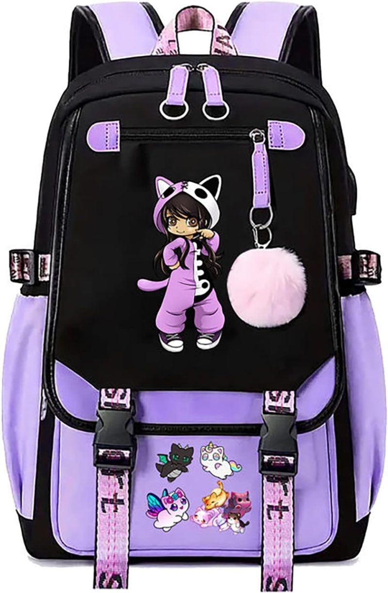 Kids’ Backpacks | Izpxtq Cartoon Travel Laptop Backpack For Girls 18 Inch Cute Anime School Backpack Fashion Lightweight Large Bookbag For Kids Aldults (Purple) Backpacks Kids' Backpacks