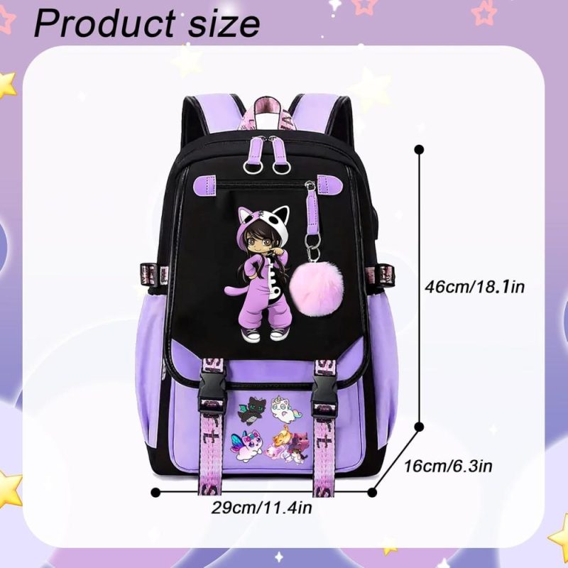 Kids’ Backpacks | Izpxtq Cartoon Travel Laptop Backpack For Girls 18 Inch Cute Anime School Backpack Fashion Lightweight Large Bookbag For Kids Aldults (Purple) Backpacks Kids' Backpacks