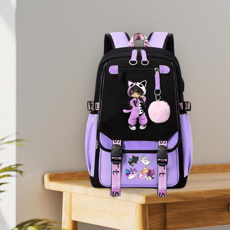 Kids’ Backpacks | Izpxtq Cartoon Travel Laptop Backpack For Girls 18 Inch Cute Anime School Backpack Fashion Lightweight Large Bookbag For Kids Aldults (Purple) Backpacks Kids' Backpacks