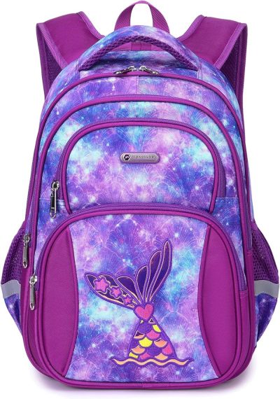 Kids’ Backpacks | Kids Backpack For Girls Preschool Elementary Kindergarten School Bag 15.6″ Multifunctional Cute Large Capacity Backpacks 1 Purple Mermaid 16inch