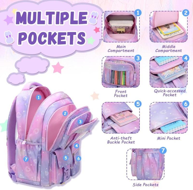 Kids’ Backpacks | Kids Backpack For Girls – School Bags For Middle School Students – Book Bag For Elementary Primary School – Kawaii Ita Backpack – Purple Backpacks Kids' Backpacks