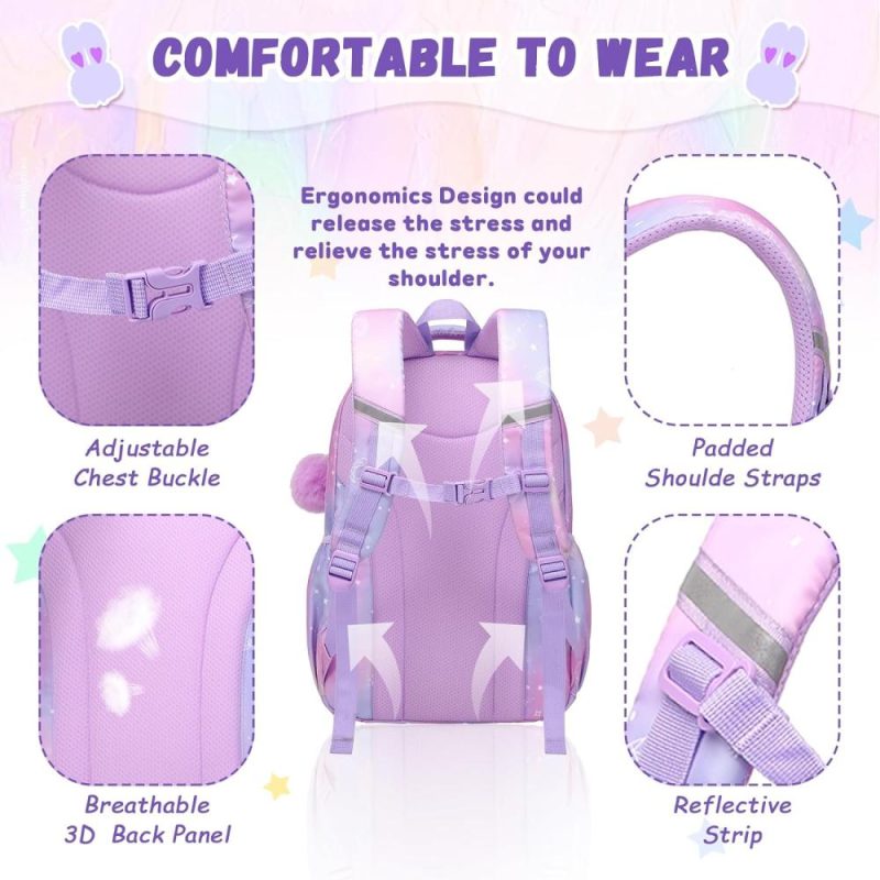 Kids’ Backpacks | Kids Backpack For Girls – School Bags For Middle School Students – Book Bag For Elementary Primary School – Kawaii Ita Backpack – Purple Backpacks Kids' Backpacks